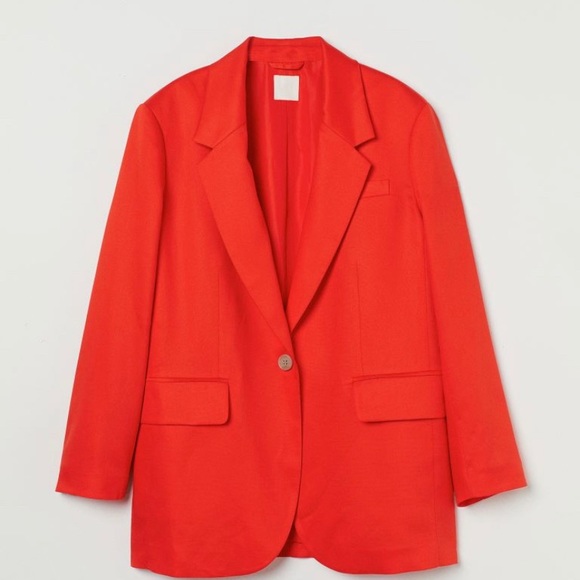 H&M Jackets & Blazers - H&M oversized single button blazer in orange-red, fully lined. 🧡❤️